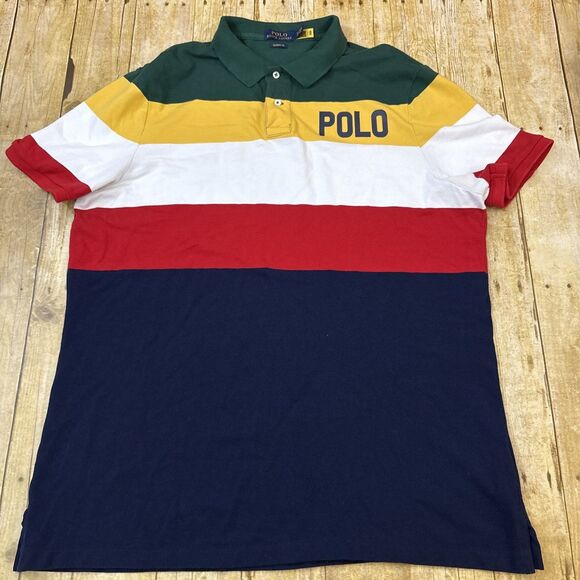 Polo Ralph Lauren Spellout Polo Shirt Colorblock XXL 2XL - Picture 2 of 12